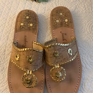 Jack Rogers Gold and Tan Sandals
